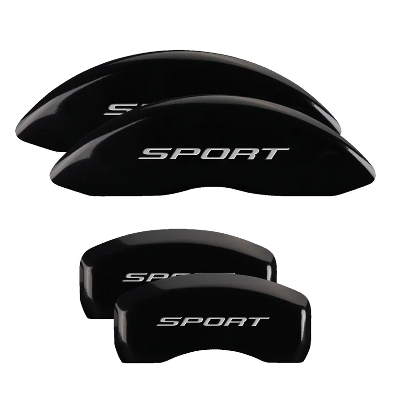 10252SSP2BK – MGP CALIPER Caliper Cover, Set Of 4 Sport Logo Powder Coated Black Aluminum